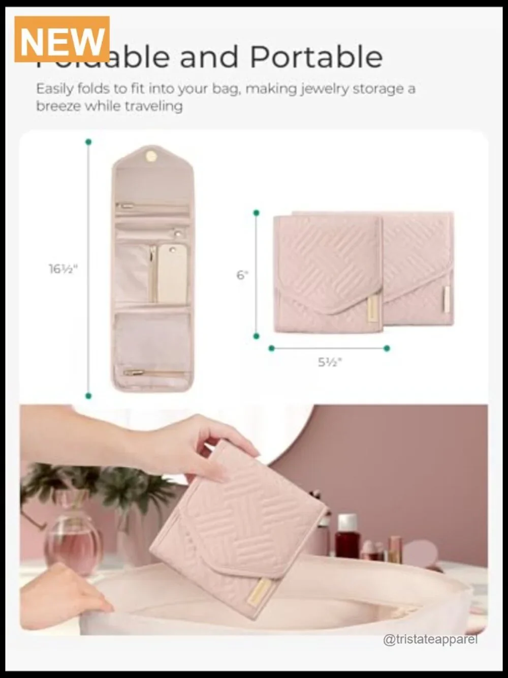 Travel Jewelry Organizer Case Foldable Jewelry Roll for Rings, Necklaces,